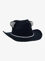 Black Sparkle Cat Ears Cowboy Hat