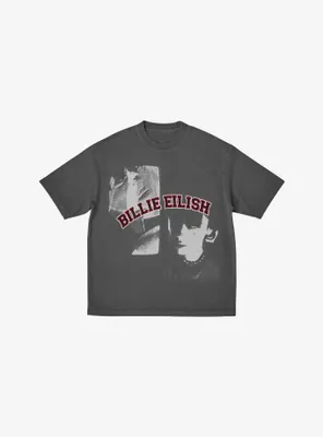Billie Eilish Double Portrait Grey Boyfriend Fit Girls T-Shirt