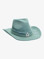 Light Blue Denim Star Bling Cowboy Hat