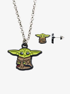 Star Wars: The Mandalorian Grogu Necklace And Earring Set