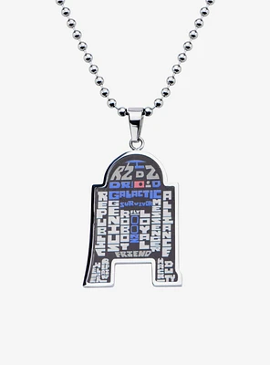 Star Wars R2-D2 Enamel Typography Art Pendant Necklace