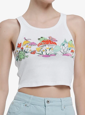 Thorn & Fable Mushrooms Frogs Ribbed Girls Tank Top