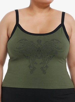 Social Collision Intricate Butterfly Girls Crop Cami Plus