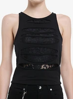 Cosmic Aura Black Slashed Lace Girls Muscle Tank Top