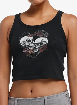 Social Collision Skull Heart Roses Girls Tank Top