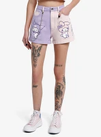 My Melody & Kuromi Pastel Color-Block Girls Denim Shorts