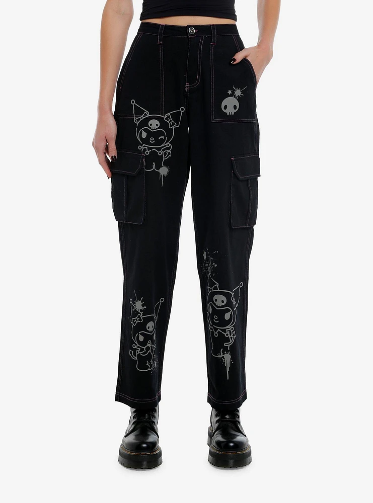 Kuromi Pink Stitch Cargo Pants