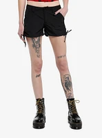 Black Side-Tie Low-Rise Girls Shorts