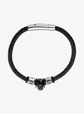 Star Wars Darth Vader Helmet and Galactic Empire Symbol Beads Leather Bracelet