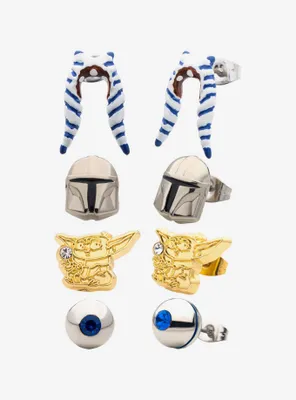 Star Wars The Mandalorian Stud 4 pc Earrings Set