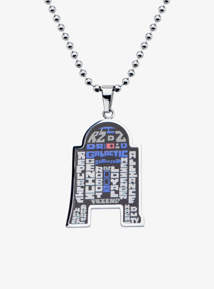 Star Wars R2-D2 Enamel Typography Art Pendant Necklace