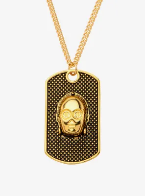Star Wars 3D C-3PO Face Dog Tag Pendant Necklace