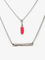 Star Wars 3D Red Vader Lightsaber Handle Stone Pendant with Chain Set