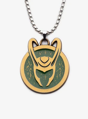 Marvel Loki Helmet Medallion Symbol Necklace