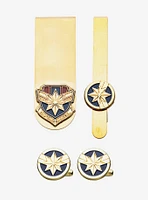 Marvel Captain Marvel Cufflinks Tie Bar and Money Clip Set