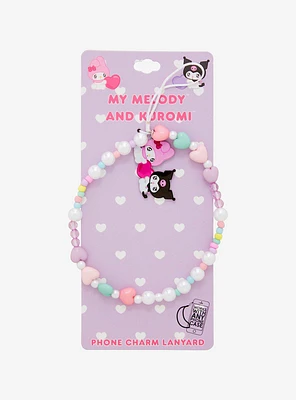 Sanrio Emo-Kyun My Melody and Kuromi Beaded Phone Wristlet