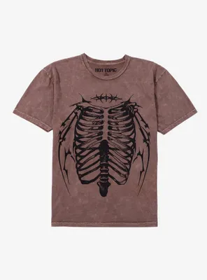 Rib Cage Barbed Wire Brown Wash T-Shirt