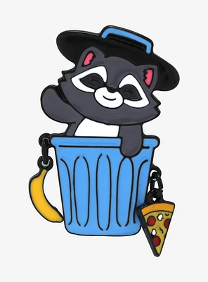 Raccoon Snacks Trash Can Enamel Pin