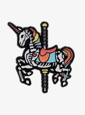 Skeleton Unicorn Carousel Enamel Pin