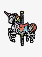 Skeleton Unicorn Carousel Enamel Pin