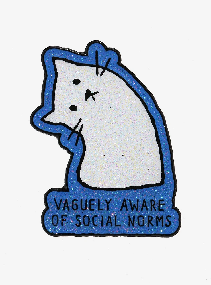 Cat Social Norms Glitter Enamel Pin