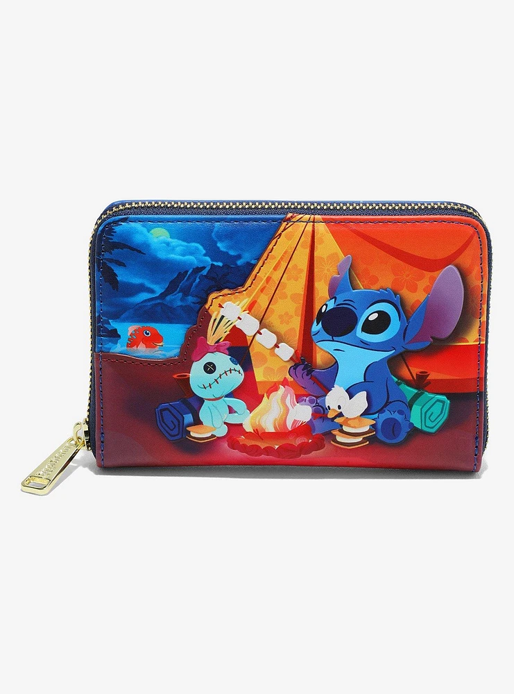 Loungefly Disney Lilo & Stitch Scrump and Pudge Camping Zip Wallet