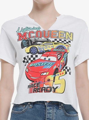 Disney Pixar Cars Vintage Race Girls Notched Crop T-Shirt