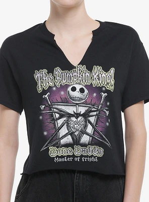 The Nightmare Before Christmas Jack Titles Girls Notched Crop T-Shirt