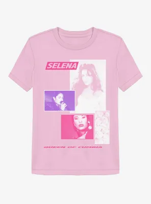 Selena Queen Of Cumbia Photo Collage Boyfriend Fit Girls T-Shirt