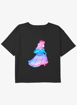 Nintendo Watercolor Ombre Peach Girls Youth Crop T-Shirt
