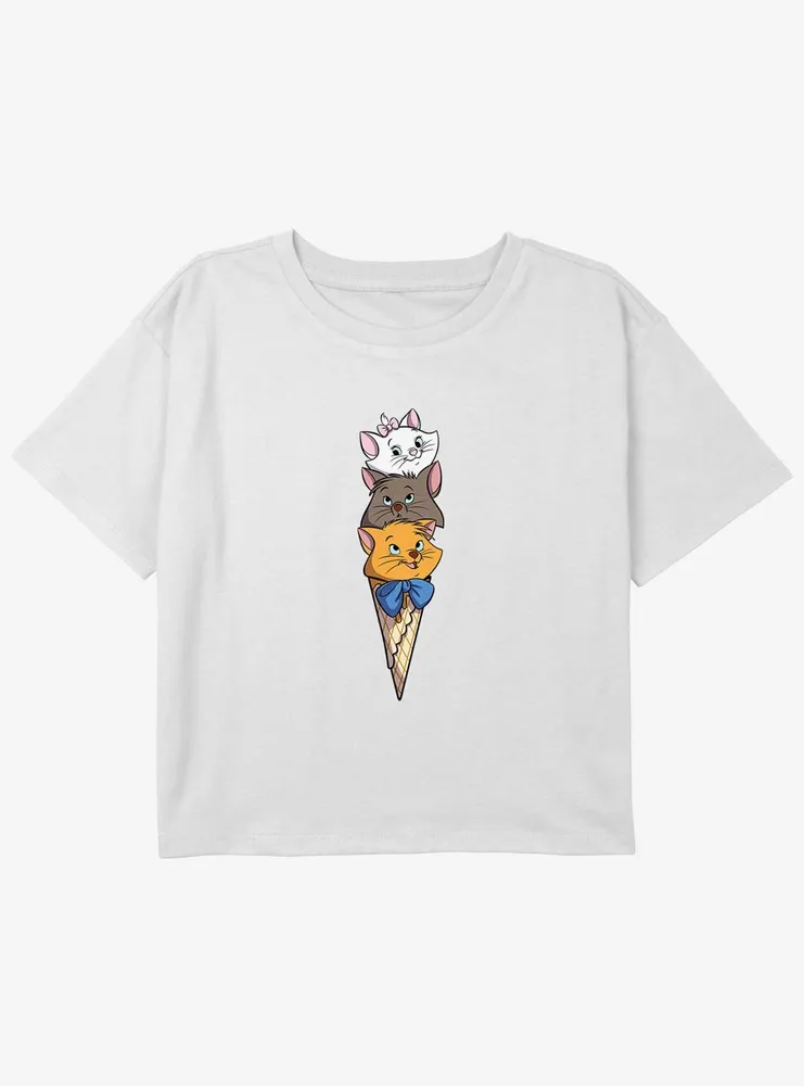 Disney The AristoCats Kitten Ice Cream Stack Girls Youth Crop T-Shirt