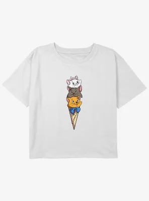 Disney The AristoCats Kitten Ice Cream Stack Girls Youth Crop T-Shirt