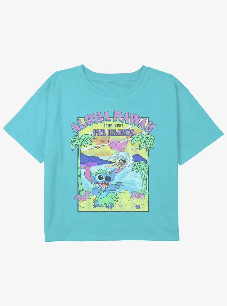 Disney Lilo & Stitch Visit The Islands Girls Youth Crop T-Shirt