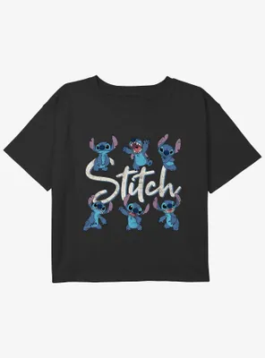 Disney Lilo & Stitch Poses Girls Youth Crop T-Shirt