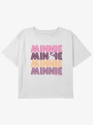 Disney Mickey Mouse Retro Stack Minnie Girls Youth Crop T-Shirt