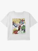 Marvel Avengers Hero Panels Girls Youth Crop T-Shirt