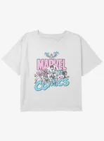 Marvel Avengers Pastel Group Girls Youth Crop T-Shirt