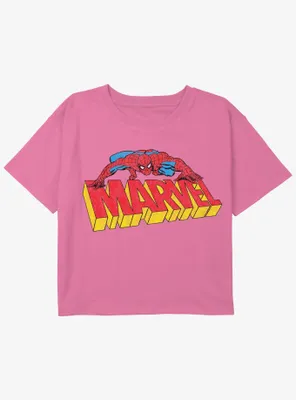 Marvel Spider-Man Spidey Logo Girls Youth Crop T-Shirt