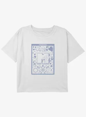 MTV Collage Logo Girls Youth Crop T-Shirt