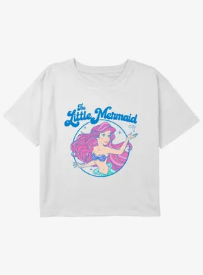 Disney The Little Mermaid Neon Ariel Girls Youth Crop T-Shirt