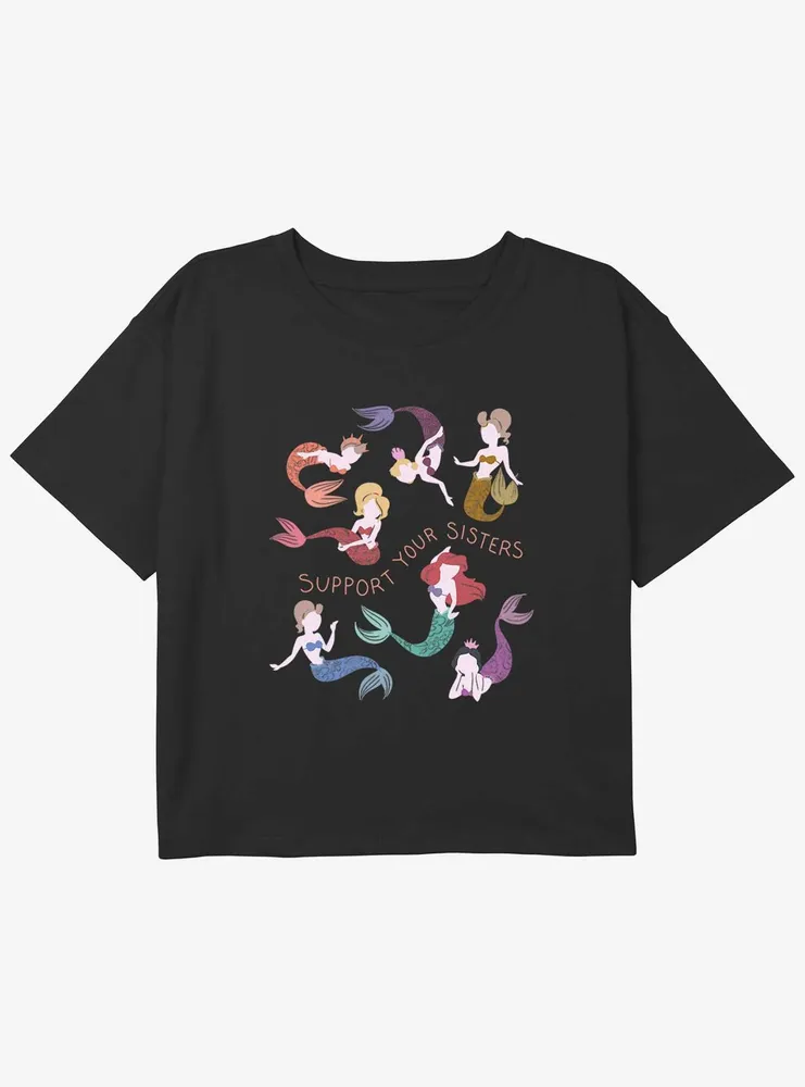 Disney The Little Mermaid Supportive Sisters Girls Youth Crop T-Shirt