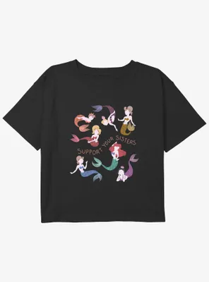 Disney The Little Mermaid Supportive Sisters Girls Youth Crop T-Shirt