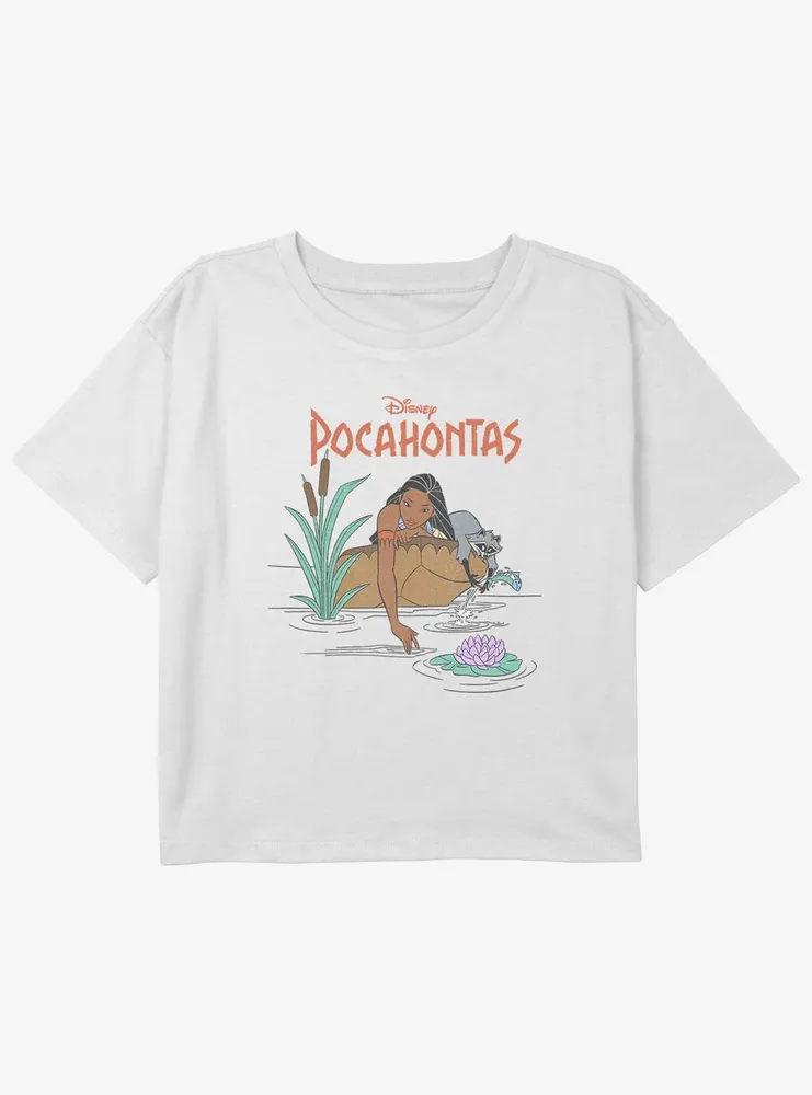 Disney Pocahontas Meeko Fishing Girls Youth Crop T-Shirt