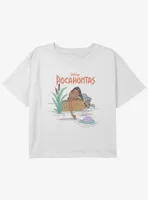 Disney Pocahontas Meeko Fishing Girls Youth Crop T-Shirt