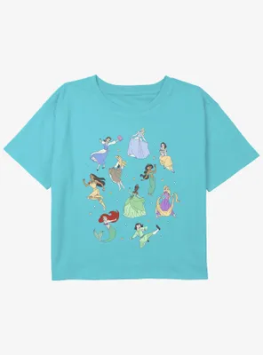 Disney Cinderella Princess Doodle Girls Youth Crop T-Shirt