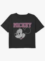 Disney Mickey Mouse Head Girls Youth Crop T-Shirt