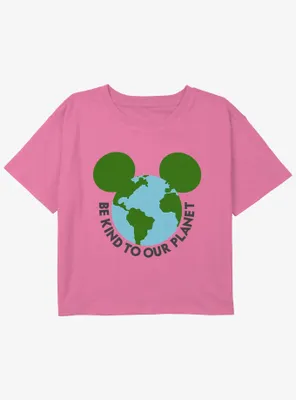 Disney Mickey Mouse Be Kind To Our Planet Girls Youth Crop T-Shirt