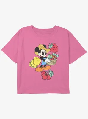 Disney Mickey Mouse Farmer Girls Youth Crop T-Shirt