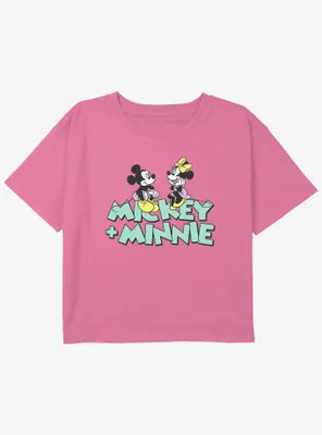 Disney Mickey Mouse Loves Minnie Girls Youth Crop T-Shirt