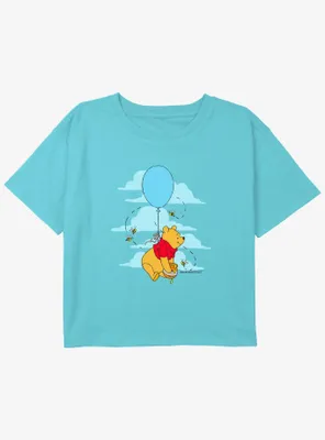 Disney Winnie The Pooh Balloon Girls Youth Crop T-Shirt